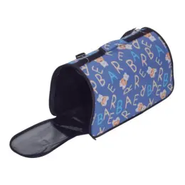 Cat Carrier Bag Large Blue Open